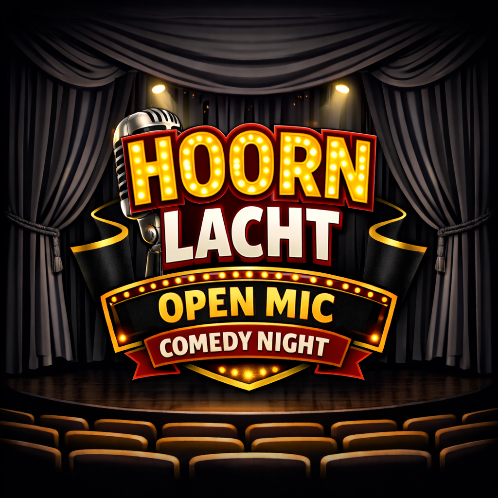 Comedians op het podium tijdens open mic comedyavond Hoorn Lacht.