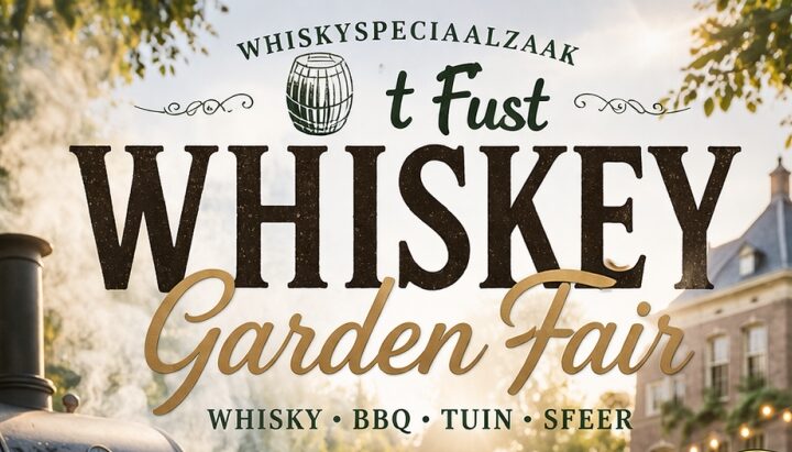 Bezoekers proeven verschillende whisky's tijdens een sfeervolle bijeenkomst in een stadstuin in Hoorn.
