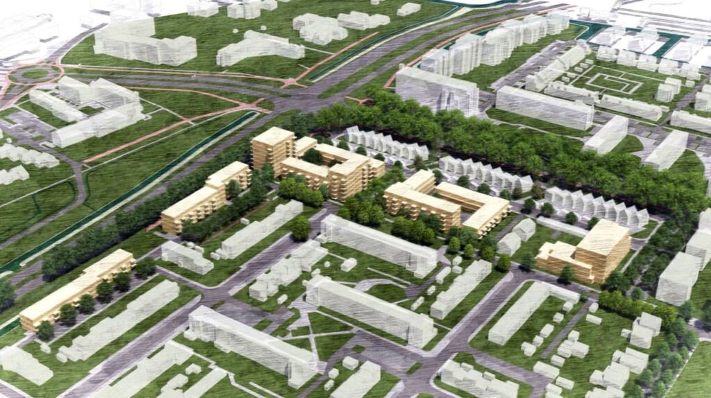 Stadsbeeld van Hoorn met woonwijken, infrastructuur en uitbreidingsgebieden.