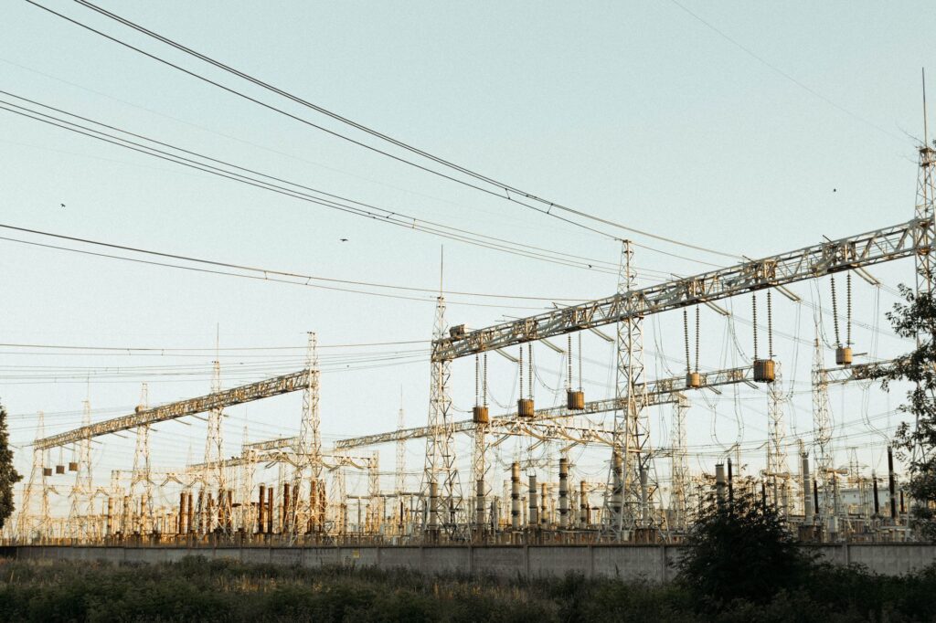 iron poles in sunlight