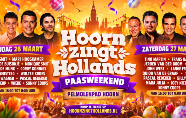 Hoorn Zingt Hollands organiseert op 26 en 27 maart 2027 een tweedaags paasfestival op het Pelmolenpad in Hoorn met optredens van Jan Smit, Tino Martin, Frans Bauer en andere Nederlandse artiesten.