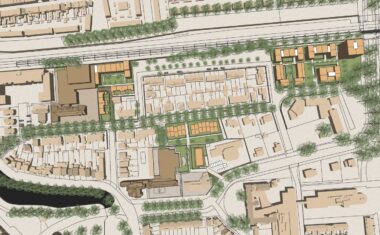 Het stedenbouwkundig schetsontwerp voor het Eikstraatkwartier in Hoorn, waar circa 190 nieuwe woningen, groene woonhoven, schooluitbreidingen en ondergrondse parkeergarages zijn gepland.