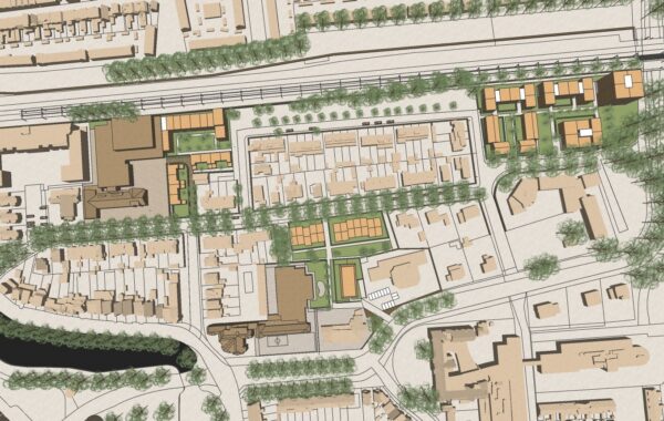 Het stedenbouwkundig schetsontwerp voor het Eikstraatkwartier in Hoorn, waar circa 190 nieuwe woningen, groene woonhoven, schooluitbreidingen en ondergrondse parkeergarages zijn gepland.