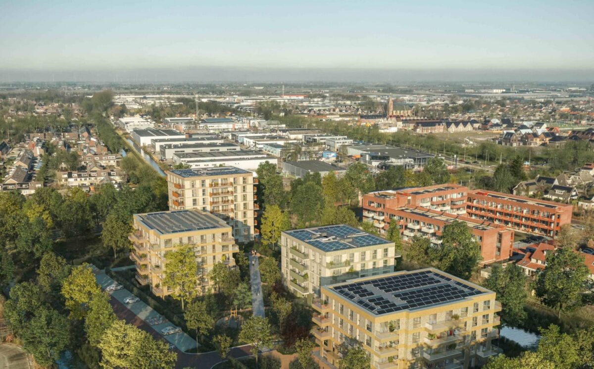 Bouw van 80 sociale huurappartementen door Intermaris op de voormalige hockeyvelden aan de Zonnesteen in Hoorn.
