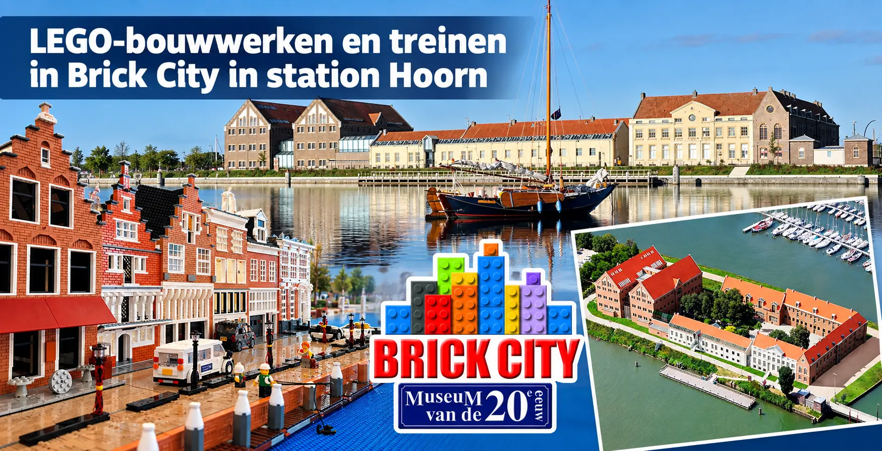 LEGO-bouwwerken en treinen in Brick City in station Hoorn