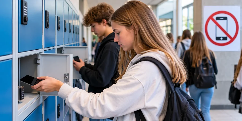 Leerlingen bergen mobiele telefoons op tijdens schooldag vanwege nieuwe telefoonnorm vanaf 2027