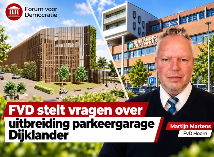 Parkeergarage bij het Dijklander Ziekenhuis in Hoorn, waar FVD vragen stelt over de uitbreiding en parkeerdruk.