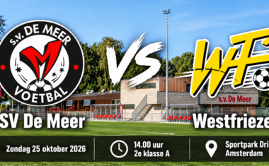 SV De Meer ontvangt Westfriezen op Sportpark Drieburg in Amsterdam voor een competitiewedstrijd in de tweede klasse A.