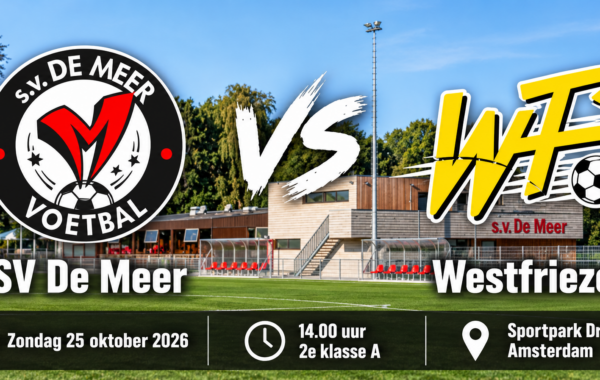SV De Meer ontvangt Westfriezen op Sportpark Drieburg in Amsterdam voor een competitiewedstrijd in de tweede klasse A.