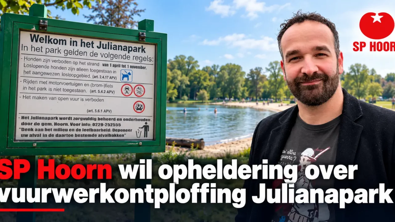 Schelpenstrandje in het Julianapark in Hoorn waar de EOD zwaar vuurwerk tot ontploffing bracht