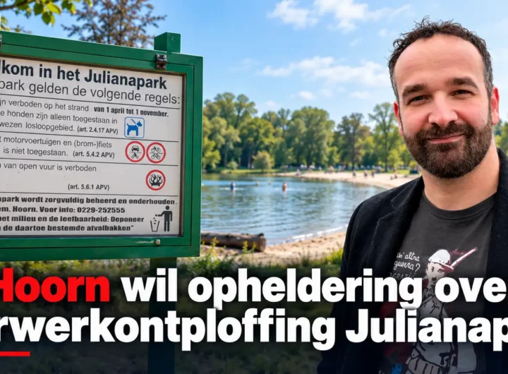 Schelpenstrandje in het Julianapark in Hoorn waar de EOD zwaar vuurwerk tot ontploffing bracht