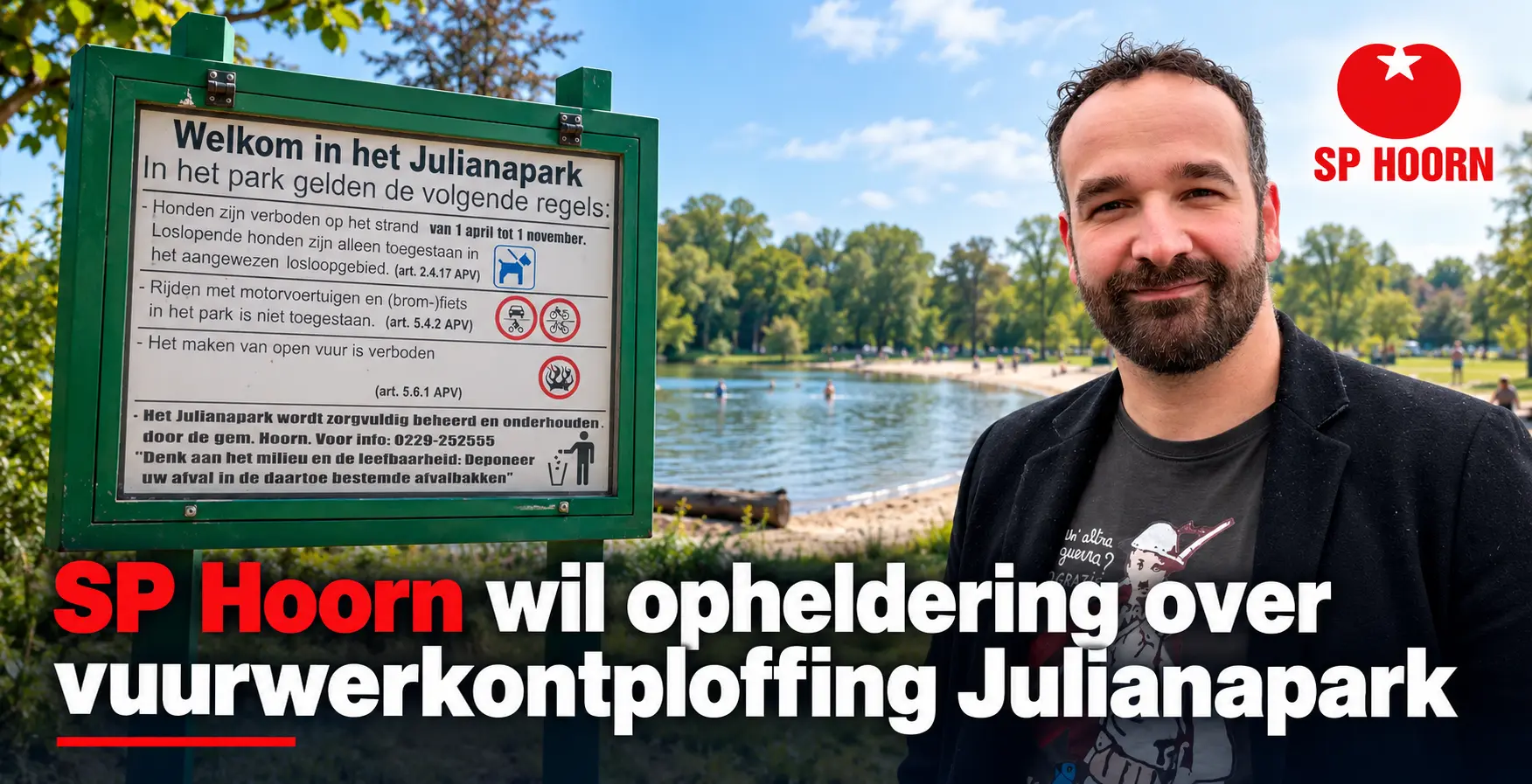 Schelpenstrandje in het Julianapark in Hoorn waar de EOD zwaar vuurwerk tot ontploffing bracht