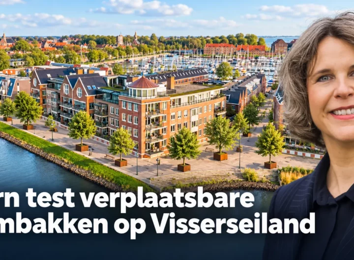 Visserseiland in Hoorn waar een pilot met verplaatsbare NursiTree-boombakken wordt voorbereid