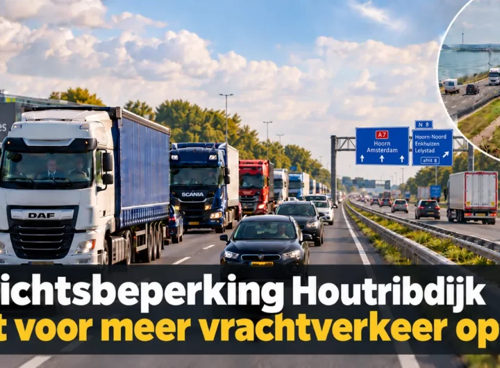 Vrachtverkeer op de A7 bij Hoorn neemt toe door de gewichtsbeperking op de Houtribdijk.