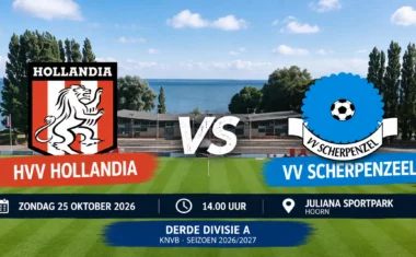 HVV Hollandia ontvangt VV Scherpenzeel op het Juliana Sportpark in Hoorn voor een competitiewedstrijd in de Derde Divisie A.