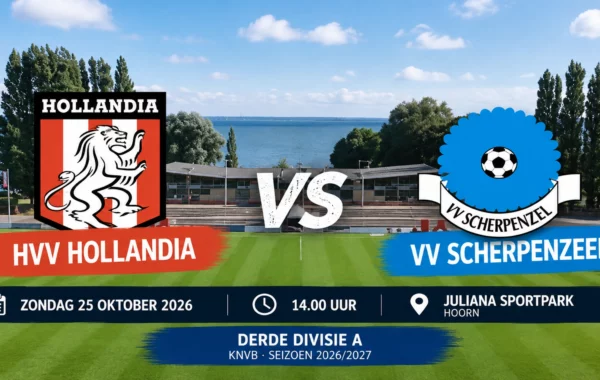 HVV Hollandia ontvangt VV Scherpenzeel op het Juliana Sportpark in Hoorn voor een competitiewedstrijd in de Derde Divisie A.