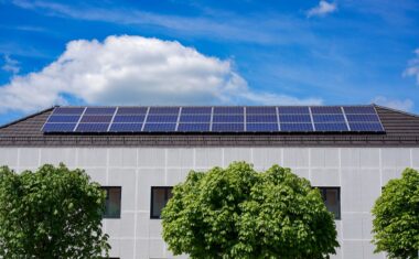 a building with solar panels