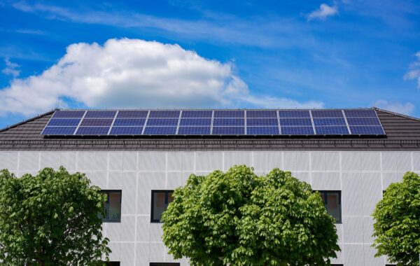 a building with solar panels